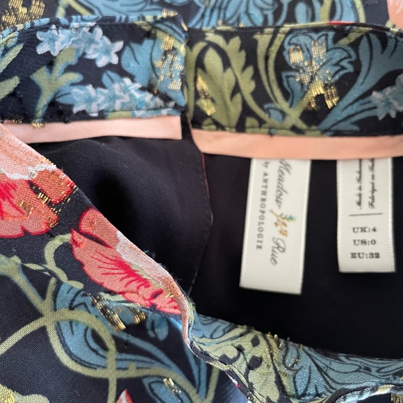 Anthropologie Meadow Rue Blue Pink Gold Top 0 - Picture 6 of 8